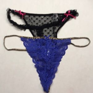 Joe Boxer L/G Sz 7 Thongs Blue Black Lace See Thru